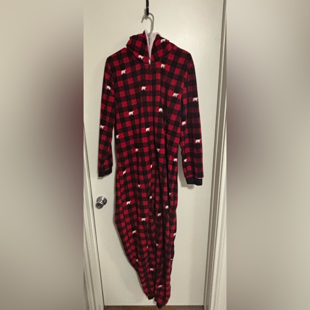 Red and Black Buffalo Check Plaid Pajamas Onesie